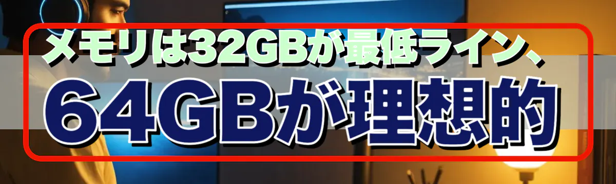 メモリは32GBが最低ライン、64GBが理想的
