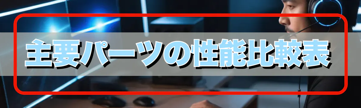 主要パーツの性能比較表