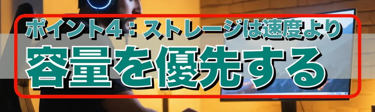 ポイント4:ストレージは速度より容量を優先する